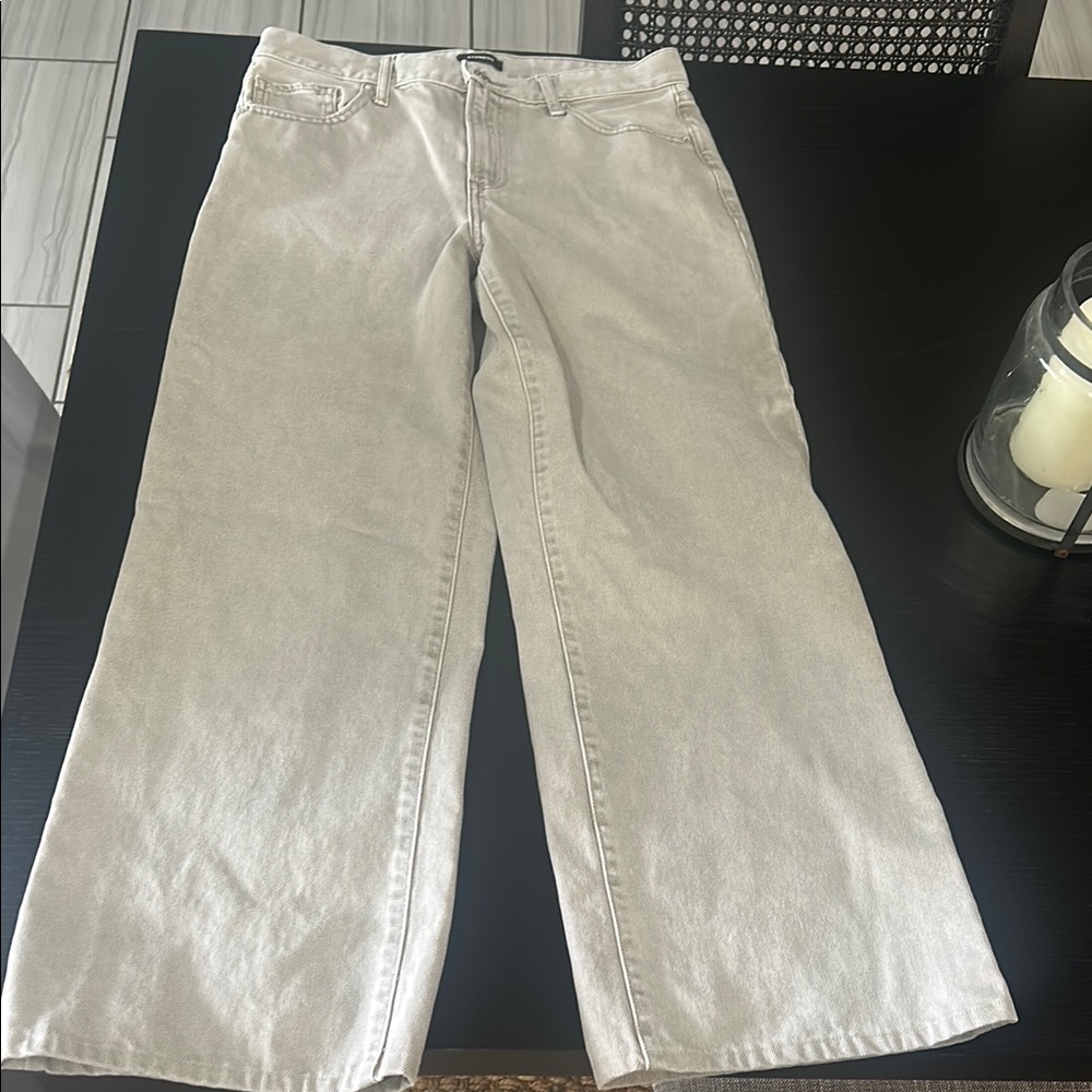 Express Cream Wide Leg Jeans